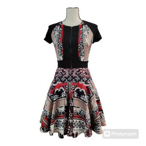 💕Bebe drop waist fit and flare double zippered dress‎